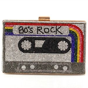 Insanely cool rhinestone covered box clutch “80s Rock”